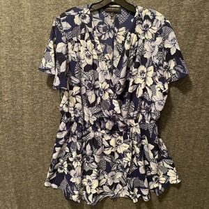 NEW Lane Bryant Top Women‎ Plus 14 Floral Surplice Babydoll Gauze Boho Blouse